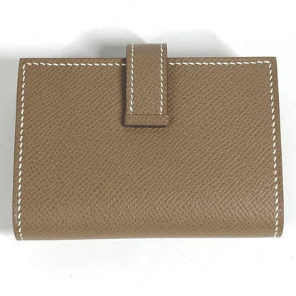 Hermes Card Case Bearn H Logo Leather Etoupe Beige