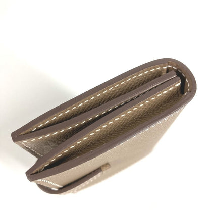 Hermes Card Case Bearn H Logo Leather Etoupe Beige