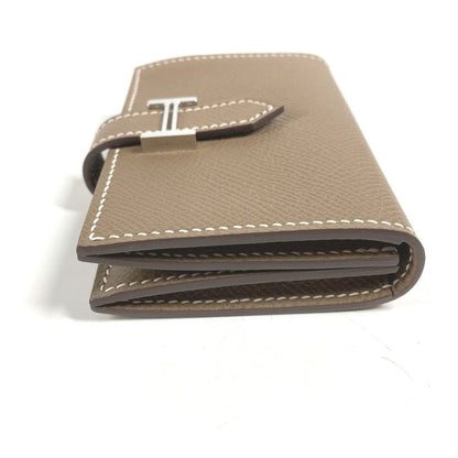 Hermes Card Case Bearn H Logo Leather Etoupe Beige