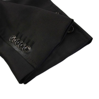 Gucci Single Suit Tailored Jacket Pants Slacks 7-44r Black 406135 KH