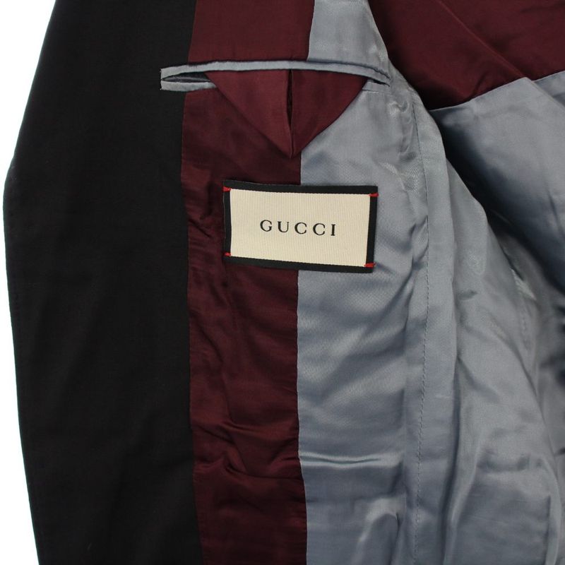 Gucci Single Suit Tailored Jacket Pants Slacks 7-44r Black 406135 KH