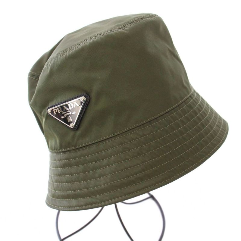 Prada Re-Nylon Triangle Logo Bucket Hat Bucket Hat Logo One Point Nylon M Khaki