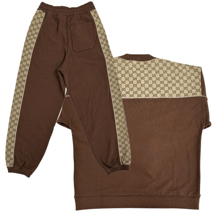 Gucci Set Men'S Brand Gg Canvas Cotton Jersey Set Brown Beige Xs S