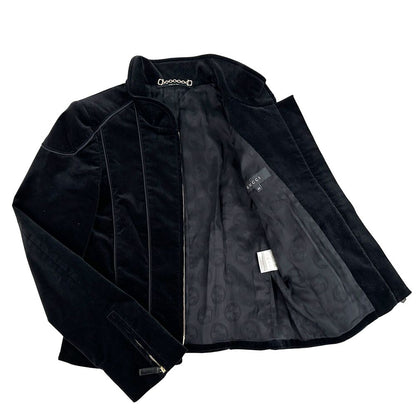 Gucci Jacket Ladies Brand Cotton Suede Blouson Black 165257 S 40 []