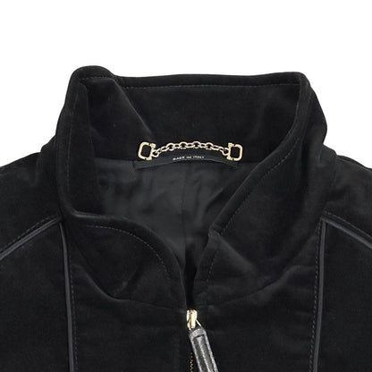 Gucci Jacket Ladies Brand Cotton Suede Blouson Black 165257 S 40 []