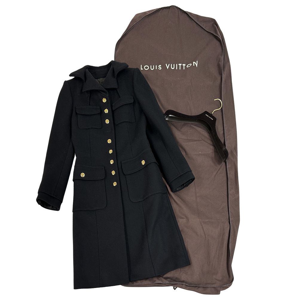 Louis Vuitton Outerwear Women'S Brand Cashmere Long Coat Black 38 Long Coat