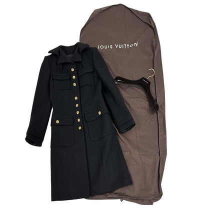 Louis Vuitton Outerwear Women'S Brand Cashmere Long Coat Black 38 Long Coat
