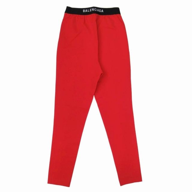 18aw Balenciaga Colored Skinny Stretch Logo Easy Waist Center Tuck Pants 36 Red