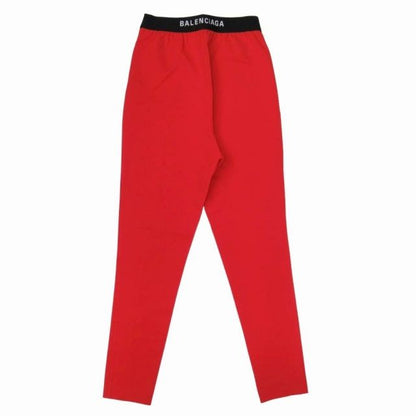 18aw Balenciaga Colored Skinny Stretch Logo Easy Waist Center Tuck Pants 36 Red