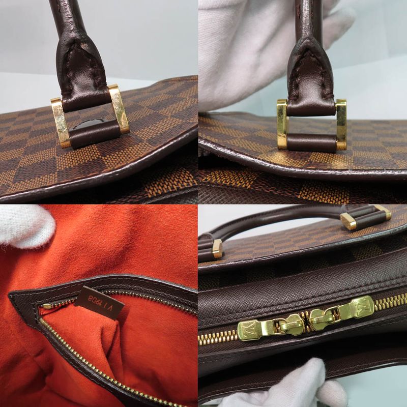 Louis Vuitton Triana N51155 Damier-ebene Handbag Brown Gold Hardware
