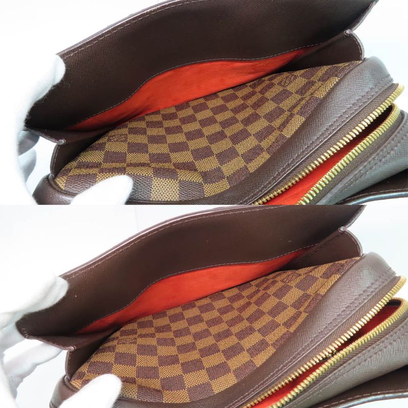 Louis Vuitton Triana N51155 Damier-ebene Handbag Brown Gold Hardware
