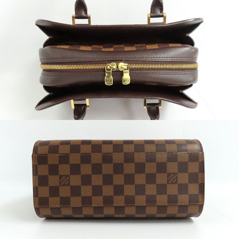 Louis Vuitton Triana N51155 Damier-ebene Handbag Brown Gold Hardware