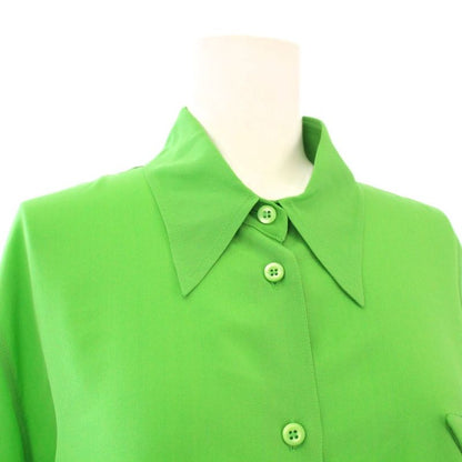 Prada Tagged 22ss Silk Shirt Blouse Long Sleeves 42 Green P473f KH