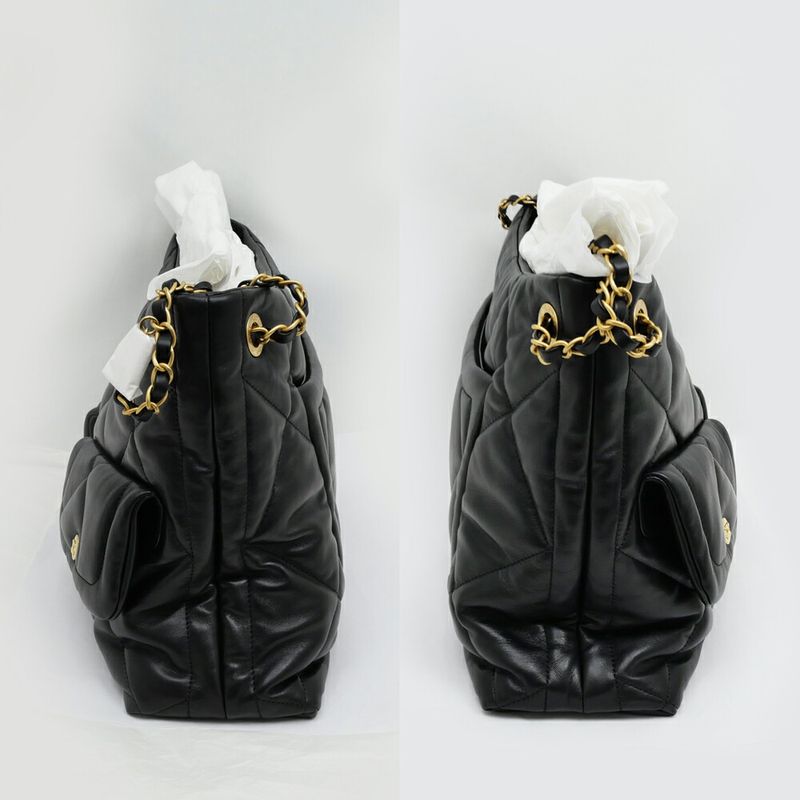 Chanel Shopping Bag As5740 Black Gold Hardware Shiny Lambskin Shoulder