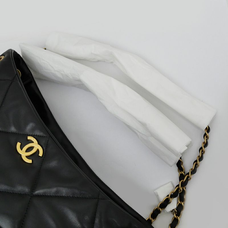 Chanel Shopping Bag As5740 Black Gold Hardware Shiny Lambskin Shoulder