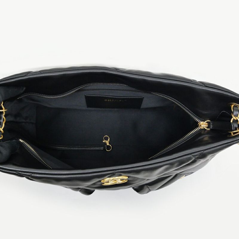 Chanel Shopping Bag As5740 Black Gold Hardware Shiny Lambskin Shoulder