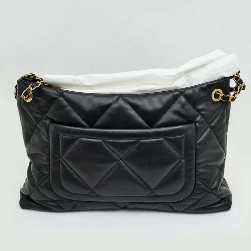 Chanel Shopping Bag As5740 Black Gold Hardware Shiny Lambskin Shoulder
