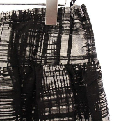Prada Flared Skirt Mini Length Full Pattern Bicolor Silk 40 Black White BB