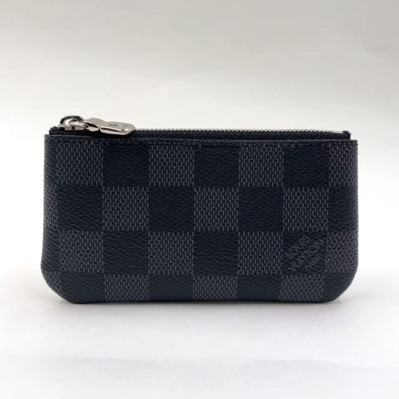 Louis Vuitton Pochette Cles Damier Graphite Damier Graphite Leather × PVC Black