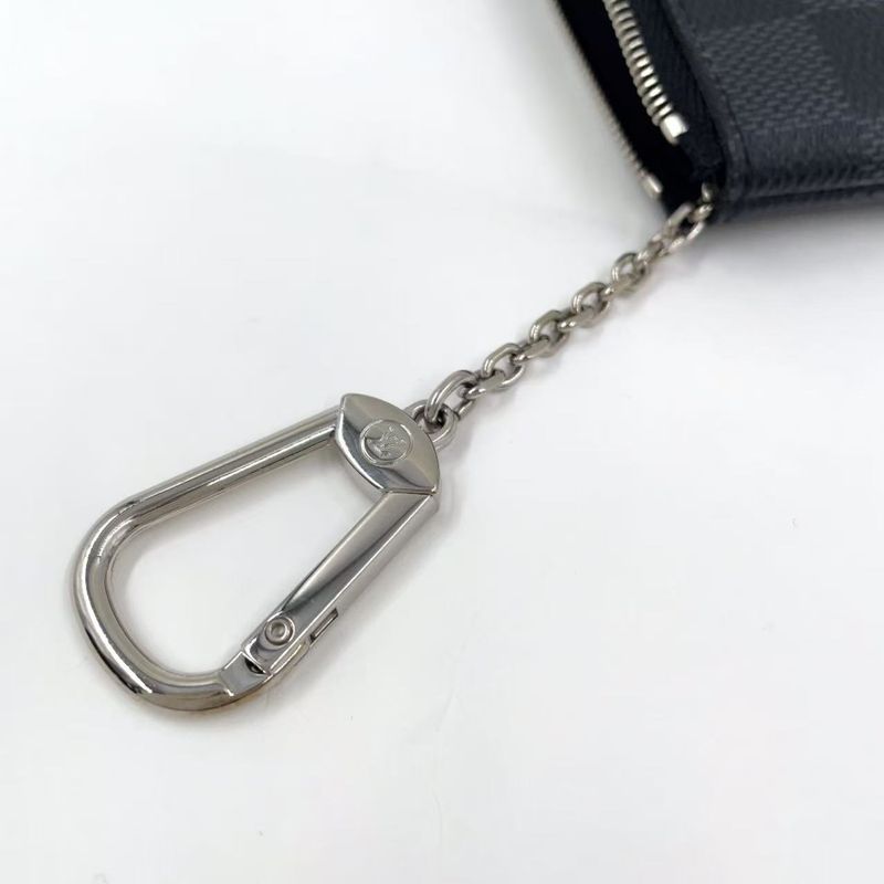 Louis Vuitton Pochette Cles Damier Graphite Damier Graphite Leather × PVC Black