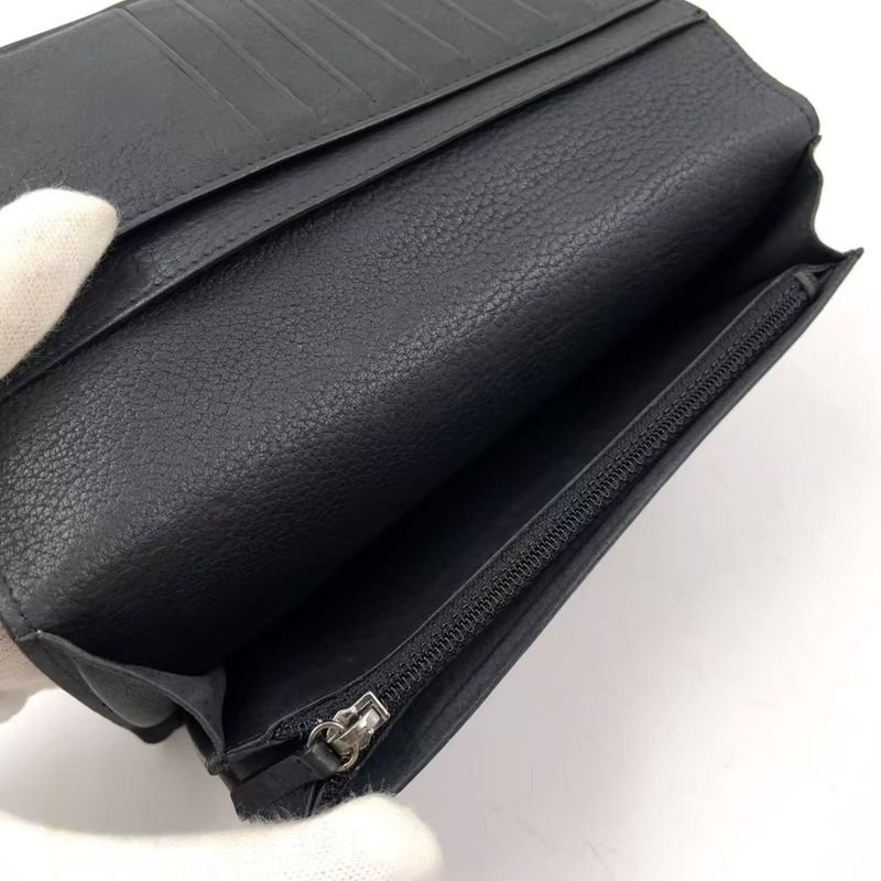 Chanel Coco Mark 15th Leather Black Wallet Silver