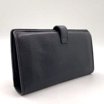 Chanel Coco Mark 15th Leather Black Wallet Silver