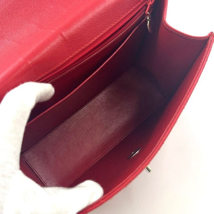 Chanel Ccmatelasse Serial No 5 Calf Red Handbag Silver