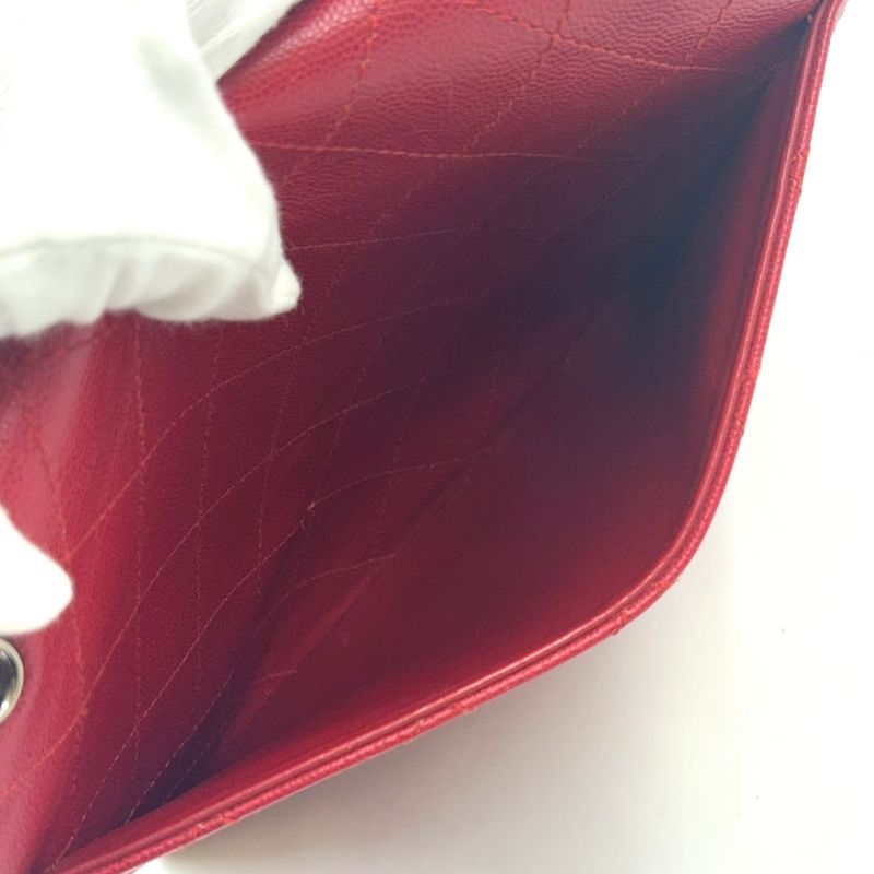 Chanel Ccmatelasse Serial No 5 Calf Red Handbag Silver