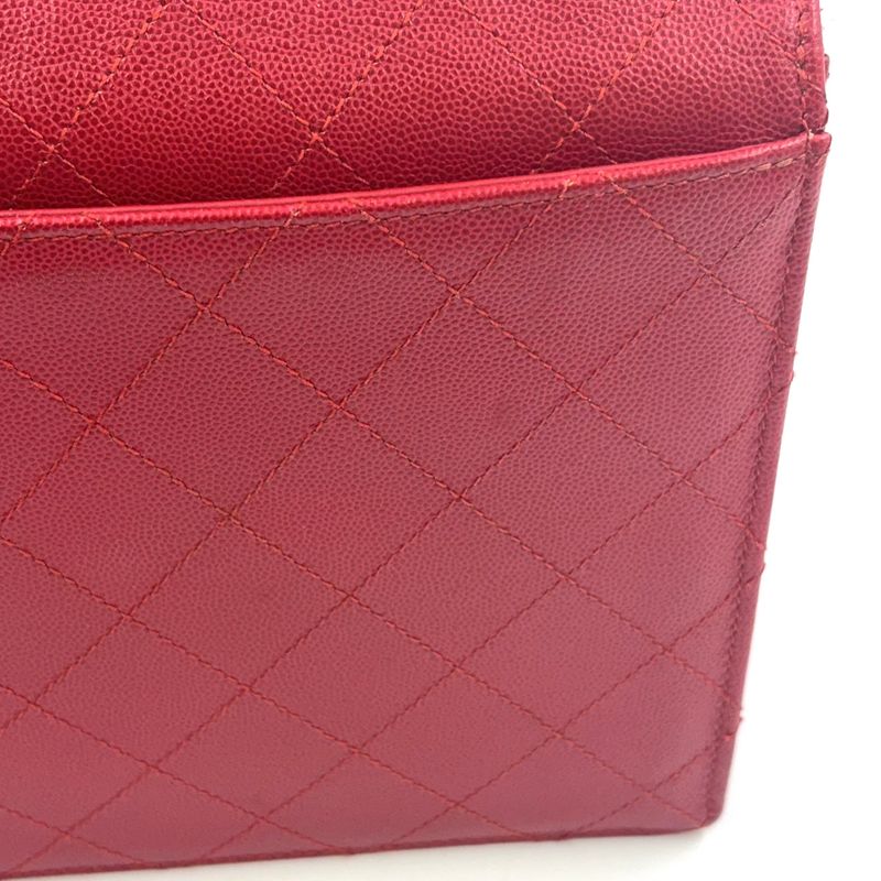 Chanel Ccmatelasse Serial No 5 Calf Red Handbag Silver