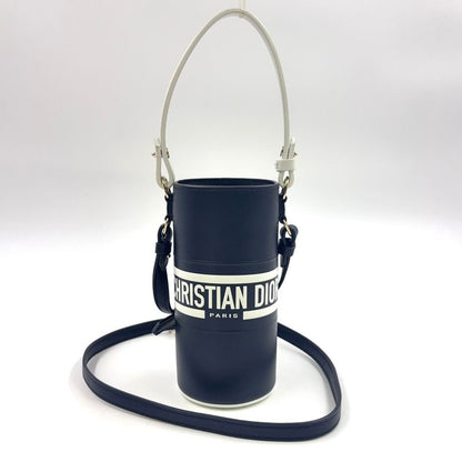 Christian Dior Vibe Bottle Holder Shoulder Leather Black Handbag Silver