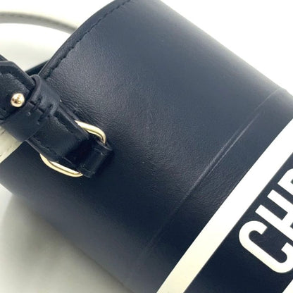 Christian Dior Vibe Bottle Holder Shoulder Leather Black Handbag Silver