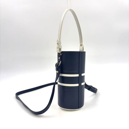 Christian Dior Vibe Bottle Holder Shoulder Leather Black Handbag Silver