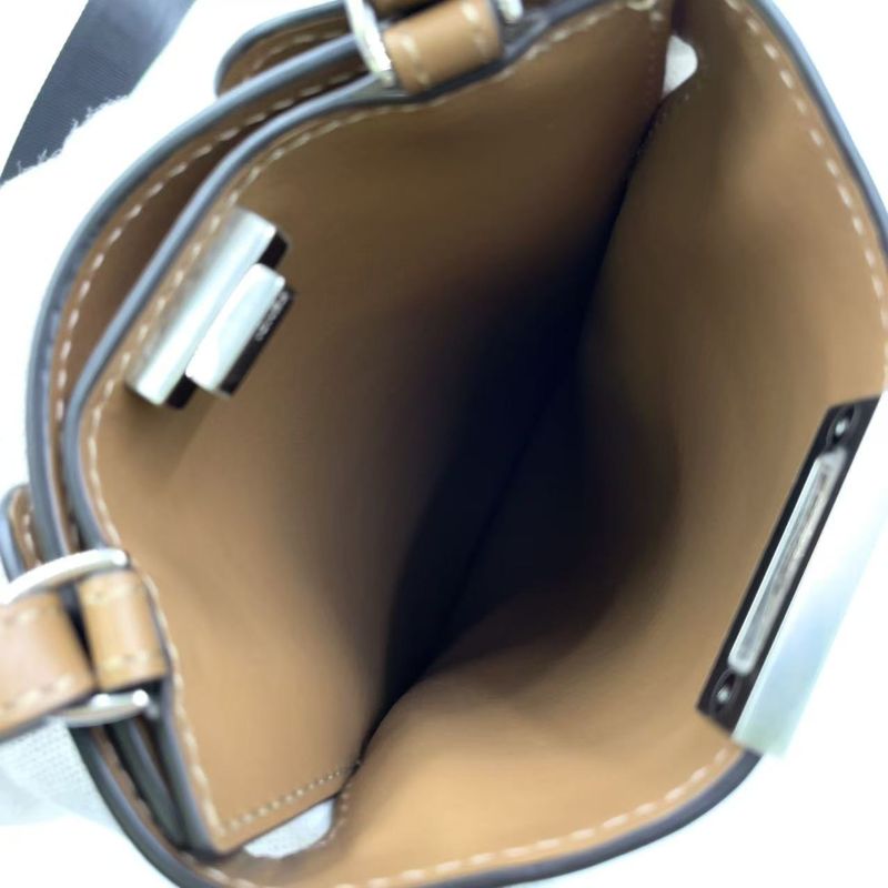 Fendi Zucca Pattern Phone Case Canvas Brown and Beige Shoulder Bag Silver