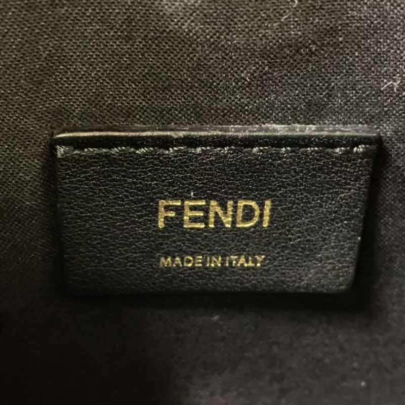 Fendi Cam Leather Brown and Black Shoulder Bag Gold 8bs019