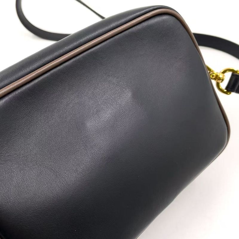 Fendi Cam Leather Brown and Black Shoulder Bag Gold 8bs019