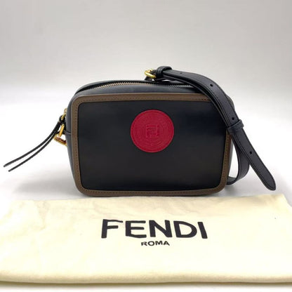 Fendi Cam Leather Brown and Black Shoulder Bag Gold 8bs019