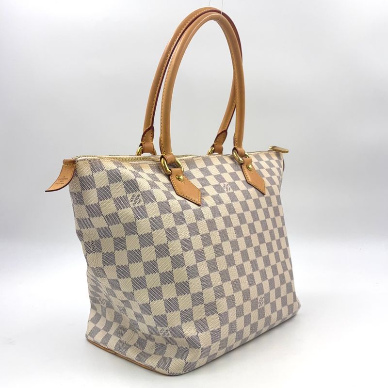 Louis Vuitton Saleya MM Damier Azure Damier Azure Leather × PVC White Tote Bag