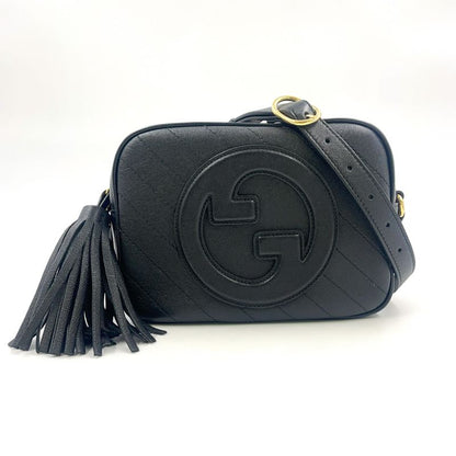 Gucci Blondi Leather Black Shoulder Bag Gold 742360