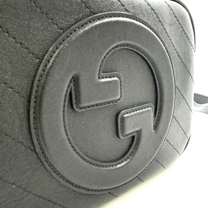 Gucci Blondi Leather Black Shoulder Bag Gold 742360