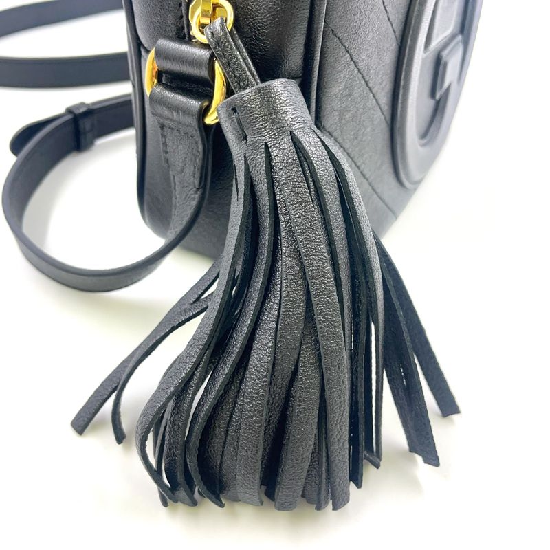 Gucci Blondi Leather Black Shoulder Bag Gold 742360