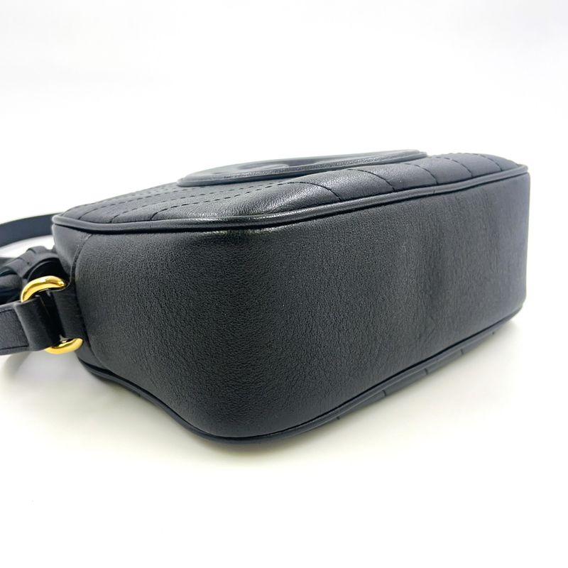 Gucci Blondi Leather Black Shoulder Bag Gold 742360