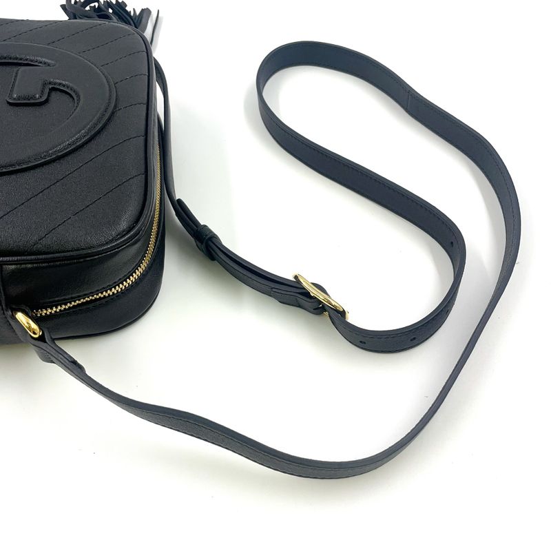 Gucci Blondi Leather Black Shoulder Bag Gold 742360