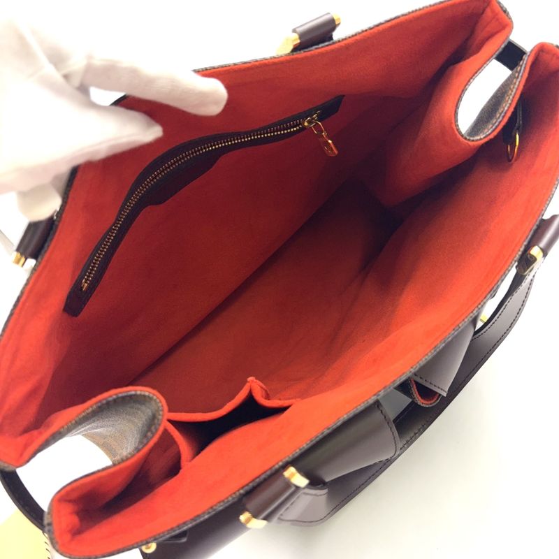 Louis Vuitton Uzès Damier Ebene Damier Ebene Leather × PVC Brown Tote Bag Gold