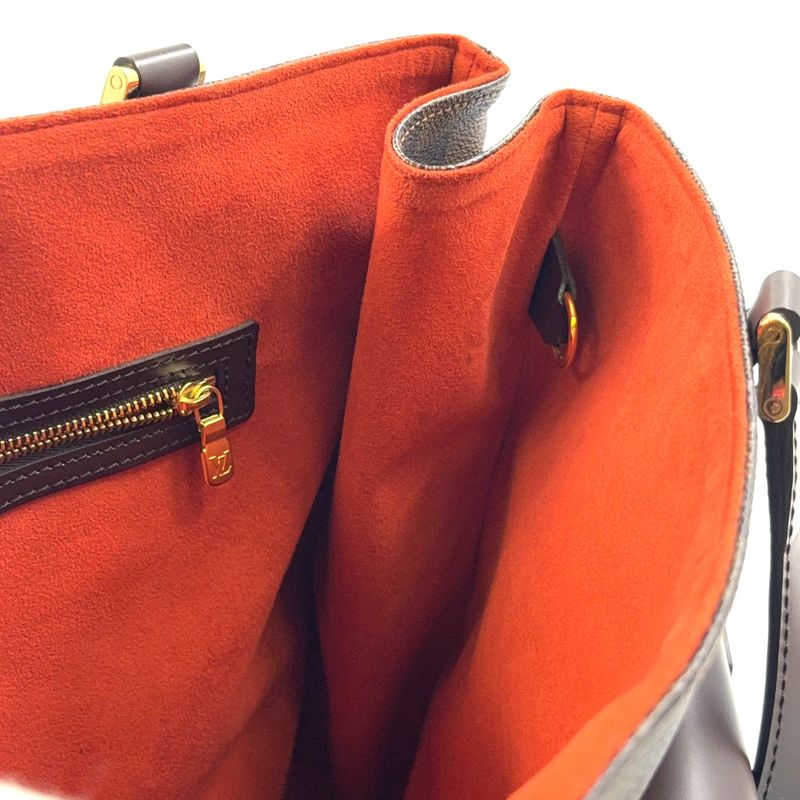 Louis Vuitton Uzès Damier Ebene Damier Ebene Leather × PVC Brown Tote Bag Gold