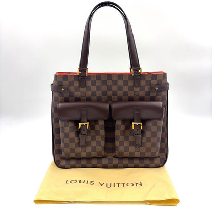 Louis Vuitton Uzès Damier Ebene Damier Ebene Leather × PVC Brown Tote Bag Gold