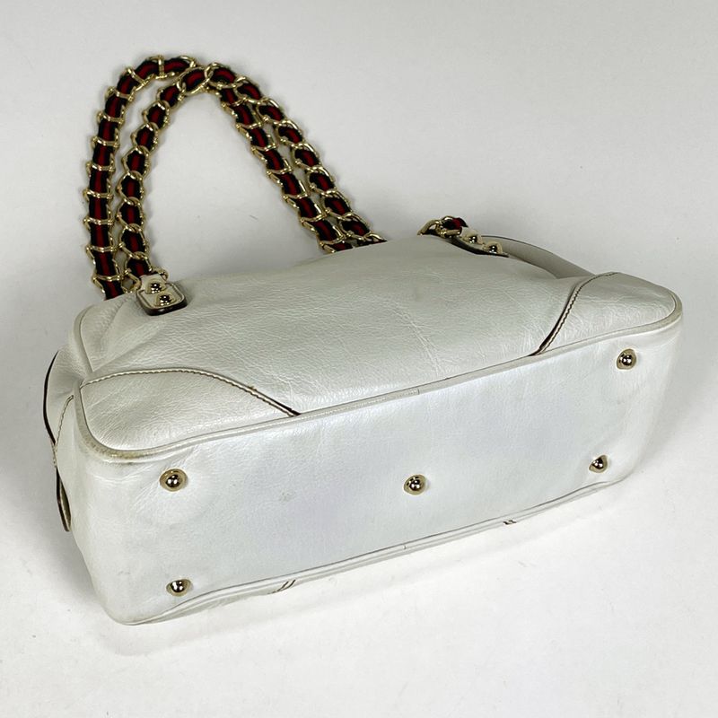 Gucci Logo Shoulder Bag Sherry Line Web Shoulder Bag Leather White 152462 Women