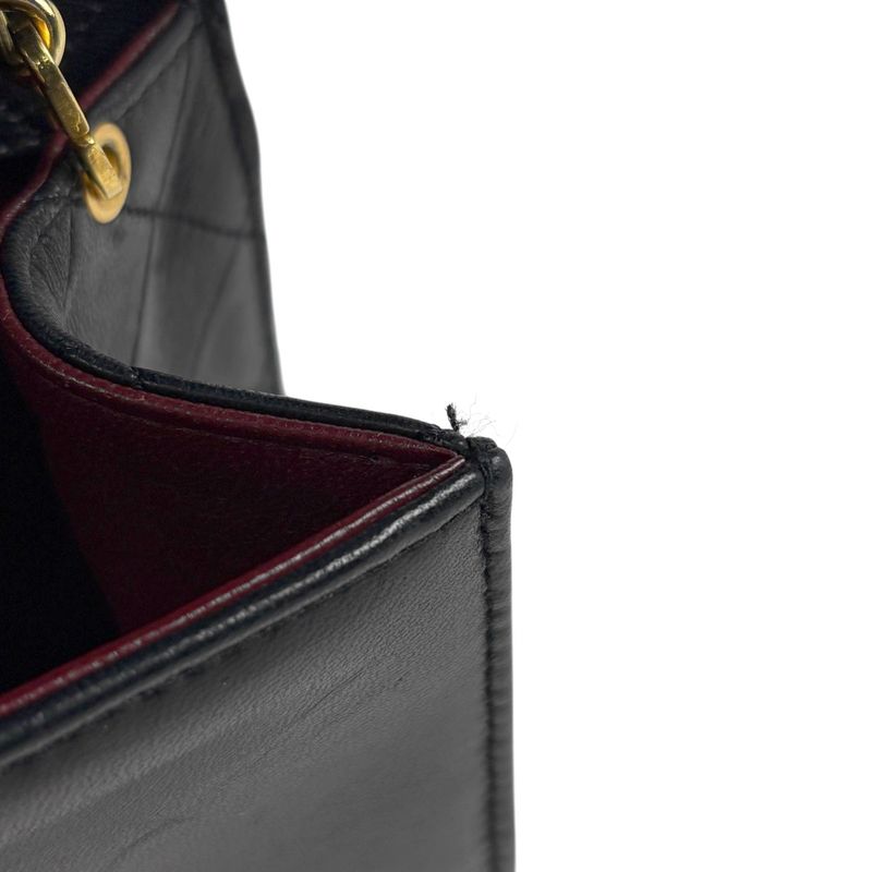 Chanel Logo Chain Shoulder Bag Single Flap 2.55 Shoulder Bag Leather Black Women