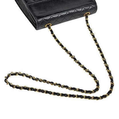 Chanel Logo Chain Shoulder Bag Single Flap 2.55 Shoulder Bag Leather Black Women