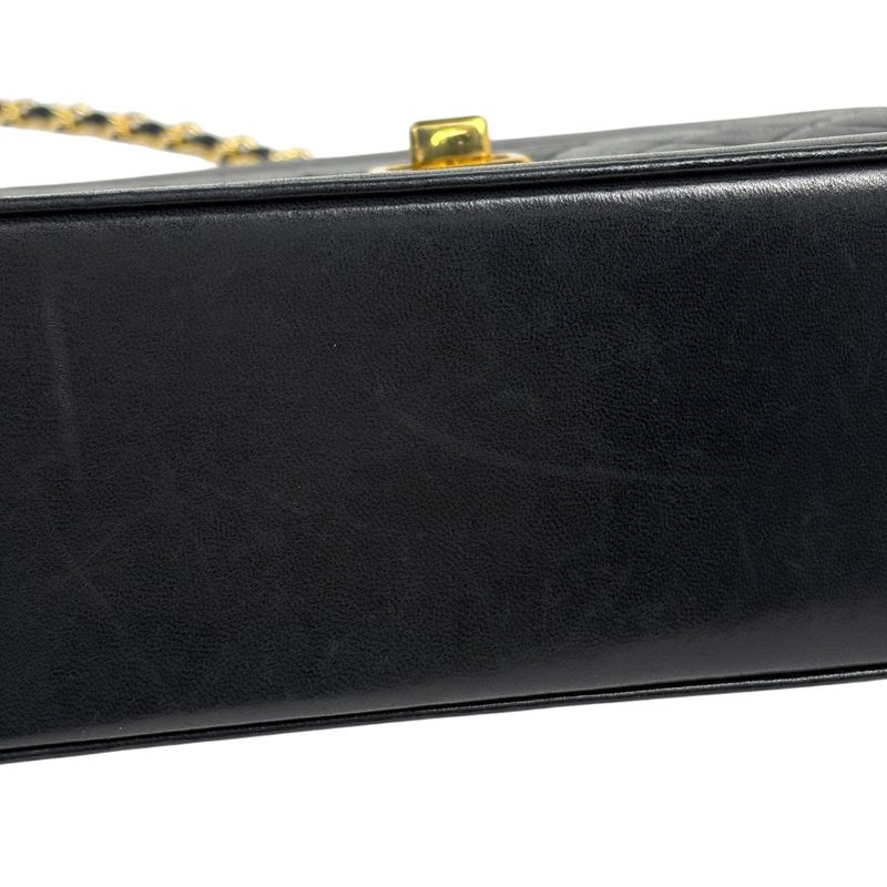Chanel Logo Chain Shoulder Bag Single Flap 2.55 Shoulder Bag Leather Black Women