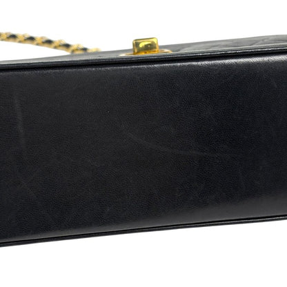 Chanel Logo Chain Shoulder Bag Single Flap 2.55 Shoulder Bag Leather Black Women